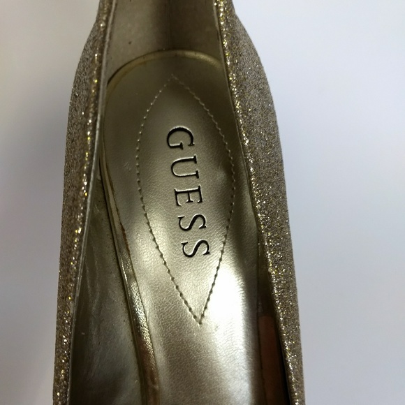 Guess gold glittery platform heels shoes 7 1/2 M - Picture 5 of 6